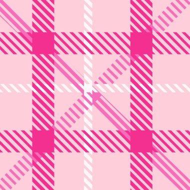 Pembe, pürüzsüz ekose vektör deseni. Gingham parlak renk kontrolörü geçmişi. Her tarafı kumaşla örülmüş.. 