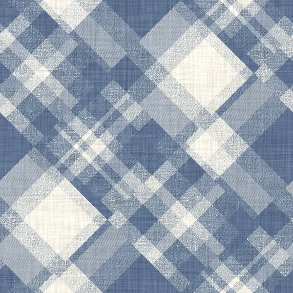 Boerderij blauwe ruitvormige naadloze patroon. Vintage stijl twill over print voor tweed wallpaper ontwerp. — Stockfoto