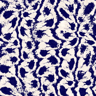 Kusursuz çivit mavisi deforme olmuş doku. Mavi örülmüş boro pamuk boyalı efekt arka planı. Japonya Batik direncini tekrarlıyor. Her yerde Asya yıldızları var.