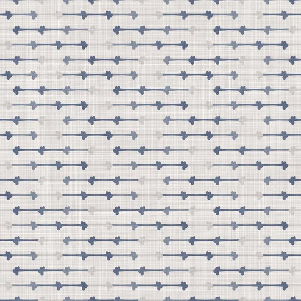 Seamless french farmhouse geo linen printed fabric background. Provence blue gray pattern texture. Shabby chic style woven background. Textile rustic scandi all over print effect. — Stock Photo, Image