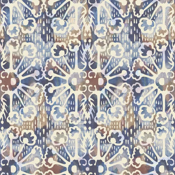 Rustic french grey flower printed fabric. Seamless european style soft furnishing textile pattern. Batik all over digital floral print effect. Variegated blue decorative cloth. High quality raster jpg — Stock Photo, Image