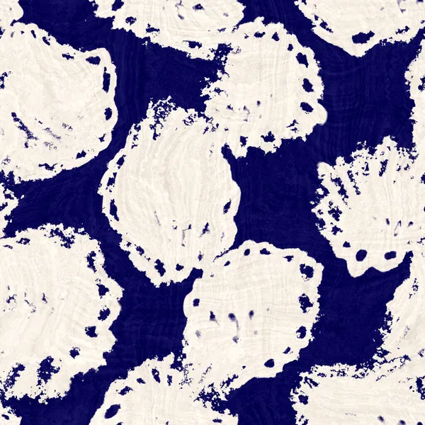 Zökkenőmentes indigó torz foltos textúra. Kék szőtt boro pamut festett hatású háttér. Japán megismétli batik ellenállni minta. Ázsiai csillagok mindenütt. — Stock Fotó