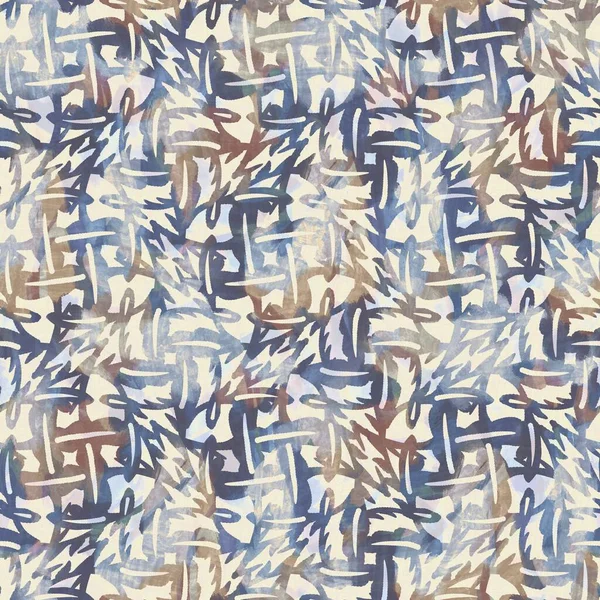 Rusztikus francia szürke geometrikus nyomtatott szövet. Zökkenőmentes európai stílusú puha bútorozású textil minta. Batik az egész digitális geo print effektus. Változatos kék dekoratív ruha. Kiváló minőségű raszter jpg — Stock Fotó