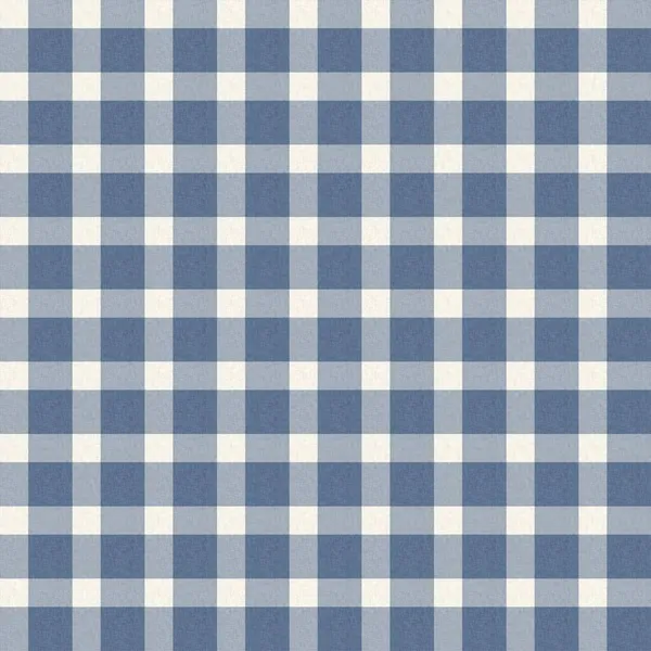 French farmhouse woven blue plaid check seamless linen pattern. Berkarat negara negara dapur efek kain gingham. Tekstur material latar belakang abu-abu Tartan 2 nada. — Stok Foto