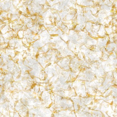Altın metalik el yapımı pirinç kağıdı dokusu. Kusursuz washi tabakası ve altın metal pulları. Modern düğün dokusu, zarif kırtasiye ve en az Japon stili bulanık tasarım öğeleri için