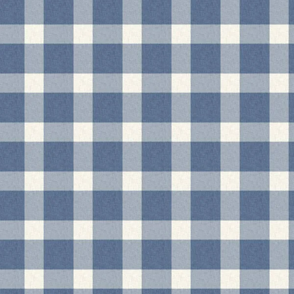 Casa de fazenda francesa tecido azul xadrez verificar padrão de linho sem costura. Rústico tonal país cozinha gingham tecido efeito. Tartan cottage 2 tom cinza fundo material textura. — Fotografia de Stock