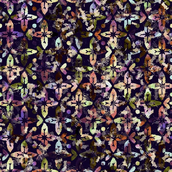 Imprimé camouflage floral boho multicolore exotique. Motif répétitif détaillé sans couture du fond sombre automnal. — Photo