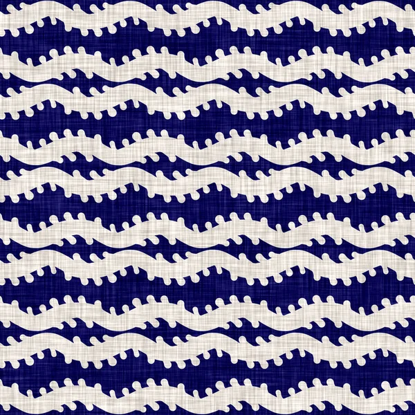 Naadloze indigo gewassen streep textuur. Blauw geweven boro linnen katoen geverfd effect achtergrond. Japanse herhaal batik weerstandspatroon. Aziatisch gestreept over textiel print. — Stockfoto