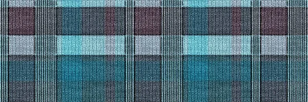 Classic winter tartan knit wol plaid seamless edging border. Latar belakang trim pemeriksa gingham. Woven scottish maskulin tweed efek kerajinan jahitan pita banner. — Stok Foto