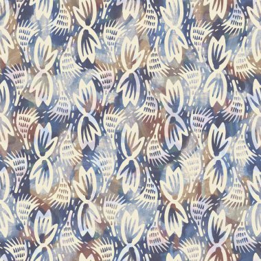 Kırsal Fransız gri yaprağı baskılı kumaş. Kusursuz Avrupa tarzı yumuşak döşeme deseni. Batik dijital yaprak izi efektinin her yerinde. Değişik mavi dekoratif kumaş. Yüksek kalite raster jpg