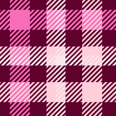 Pembe, pürüzsüz ekose vektör deseni. Gingham parlak renk kontrolörü geçmişi. Her tarafı kumaşla örülmüş.. 