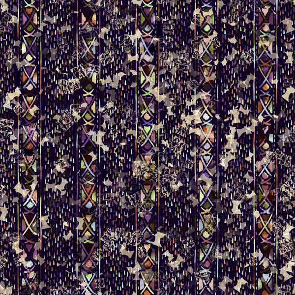 Exotiska flerfärgade boho fläckig kamouflage scatter print. Sömlös höst mörk mark detaljerad upprepning mönster. — Stockfoto