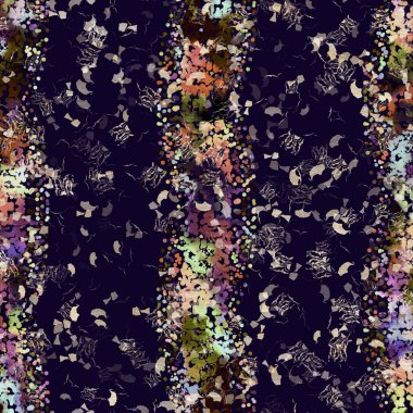 Egzotik renkli boho çizgili çizgi izi. Kusursuz sonbahar karanlık zemini detaylı tekrarlama kalıbı. Zarif doğrusal suluboya aralıklı boyalı. Yumuşak döşeme kumaşı veya kış modası tekstili.