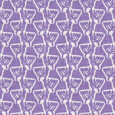 Lavanta rengi Fransız çiftlik evi çiçekli keten kumaş arka plan. Her tarafı leylak desenli. Provence pejmürde, şık tekstil kumaş kumaş kumaş kumaşı için basılmış kumaş efekti.