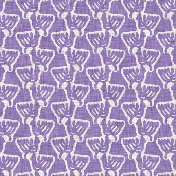 Lavanta rengi Fransız çiftlik evi çiçekli keten kumaş arka plan. Her tarafı leylak desenli. Provence pejmürde, şık tekstil kumaş kumaş kumaş kumaşı için basılmış kumaş efekti.