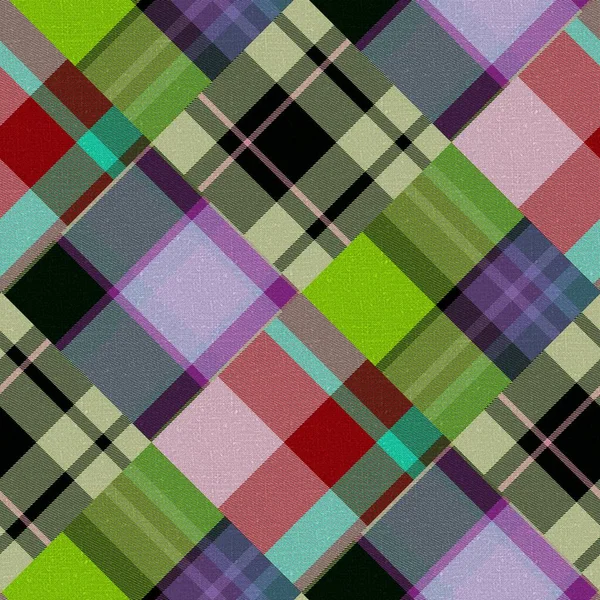 Diagonální madras patchwork kostkovaný bavlněný vzor. Bezešvé prošívání tkaniny efekt prádlo zkontrolujte pozadí. — Stock fotografie