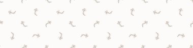 Kusursuz minimalist karalama çiçek sınır deseni. Sakin rengarenk kenar pankart. Basit modern skandi unisex bebek tasarımı. Organik cinsiyet ayrımcılığı olmayan bant tasarımı. El çizimi çiçek deseni.