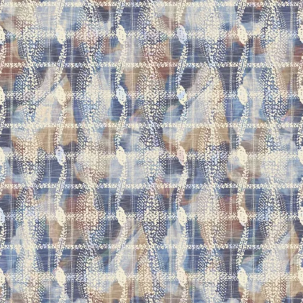 Tissu imprimé géométrique gris rustique. Style européen sans couture motif textile ameublement doux. Batik partout effet d'impression géographique numérique. Tissu décoratif bleu panaché. Haute qualité raster jpg — Photo