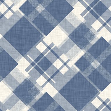 Çiftlik evi mavi ekoseli desenli. Tüvit duvar kâğıdı tasarımı için tüm baskı üzerinde klasik tarz twill. 