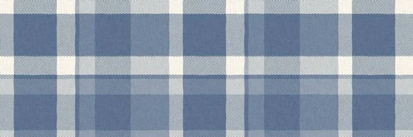 Francese casale blu plaid check senza soluzione di continuità modello di confine. Rustico tonale country cucina effetto tessuto gingham. Cottage tartan 2 tono fondo nastro bordo assetto. — Foto Stock