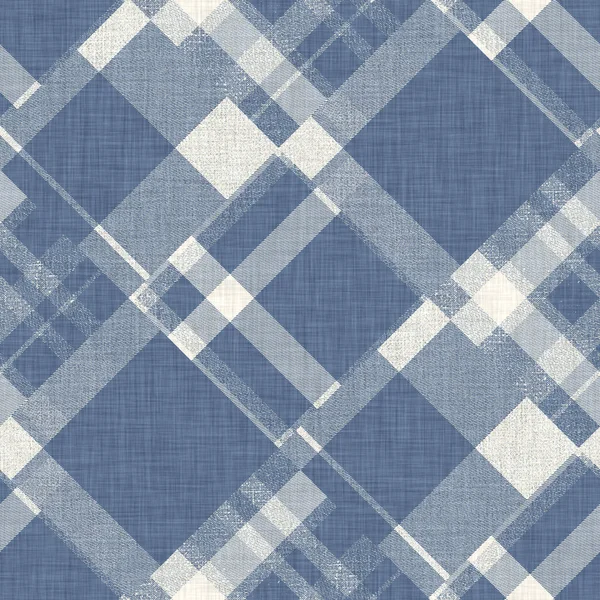 Agriturismo blu plaid modello senza soluzione di continuità. Twill di stile vintage su tutta la stampa per il design della carta da parati tweed. — Foto Stock