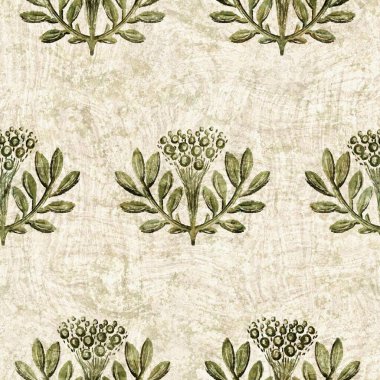 Kum dokusunda çöl bitkisi, dikişsiz raster deseni. Dökülebilir bohem resim arkaplanı için organik sulu yeşillik. 