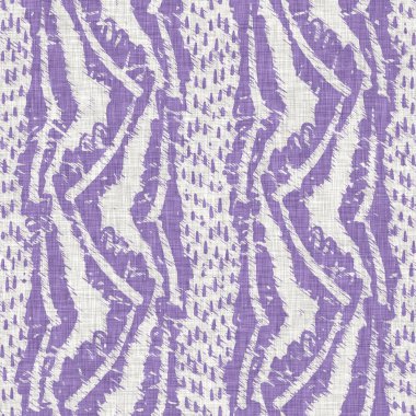 Lavanta çiftliği kırık şerit deseni. Çizgili ülke çizgileri parmak izlerinin üzerine örülmüş. Mor rustik baskılı kumaş efekti. Provence stili, pejmürde ev dekoru kumaşı..