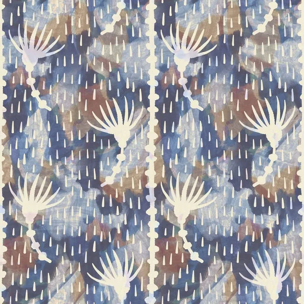 Tela estampada rústica de flores grises francesas. Patrón textil de decoración suave estilo europeo sin costuras. Batik en todo el efecto de impresión floral digital. Paño decorativo azul abigarrado. De alta calidad raster jpg —  Fotos de Stock