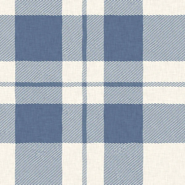 Farmhouse blue plaid seamless pattern. Vintage style twill all over print for tweed wallpaper design. — Stock Photo, Image