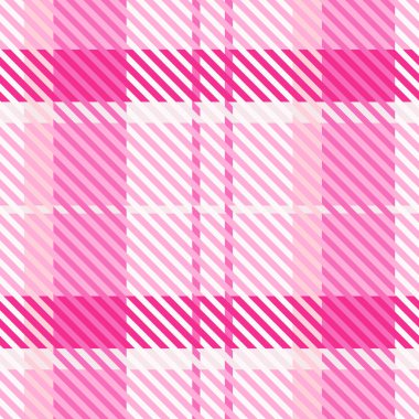 Pembe, pürüzsüz ekose vektör deseni. Gingham parlak renk kontrolörü geçmişi. Her tarafı kumaşla örülmüş.. 