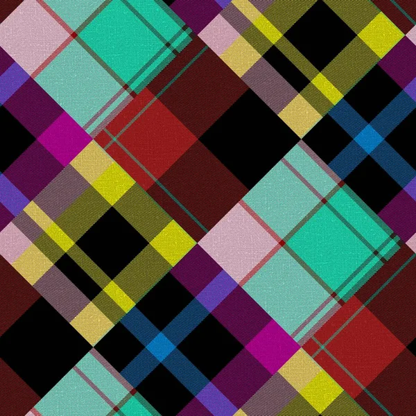 Diagonální madras patchwork kostkovaný bavlněný vzor. Bezešvé prošívání tkaniny efekt prádlo zkontrolujte pozadí. — Stock fotografie