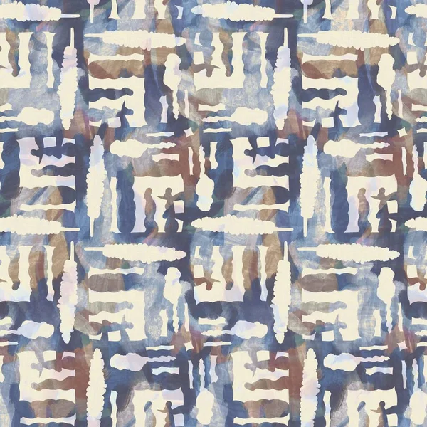 Tessuto stampato geometrico grigio francese rustico. Stile europeo senza cuciture morbido modello tessile arredamento. Batik in tutto l'effetto di stampa geografica digitale. Vario panno decorativo blu. Raster jpg di alta qualità — Foto Stock