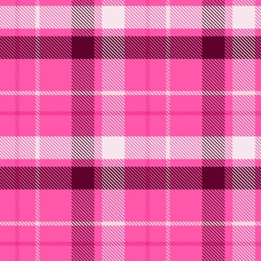 Pembe, pürüzsüz ekose vektör deseni. Gingham parlak renk kontrolörü geçmişi. Her tarafı kumaşla örülmüş.. 