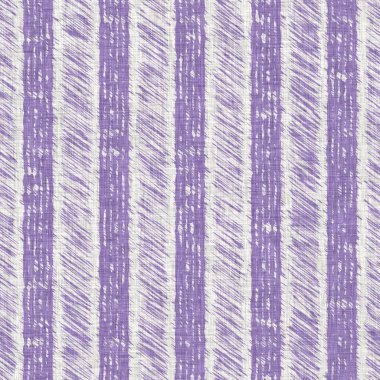 Lavanta çiftliği kırık şerit deseni. Çizgili ülke çizgileri parmak izlerinin üzerine örülmüş. Mor rustik baskılı kumaş efekti. Provence stili, pejmürde ev dekoru kumaşı..