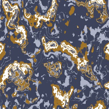 Lacivert, sarı, mermer, pürüzsüz doku. Düzensiz renk mürekkebi boya efektini lekelemiş. Mermer düzensiz girdap izi. Modern moda duvar kağıdı döşemesi