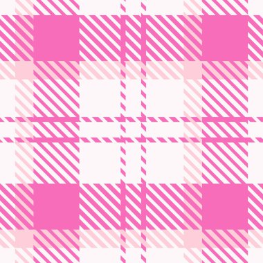 Pembe, pürüzsüz ekose vektör deseni. Gingham parlak renk kontrolörü geçmişi. Her tarafı kumaşla örülmüş.. 
