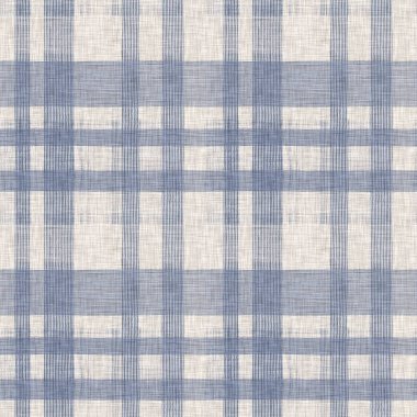 Fransız çiftlik evi, mavi ekose kumaş desenli. Taşralı tonal mutfak kumaş efekti. Tartan kulübesi 2 ton gri arkaplan malzeme dokusu.