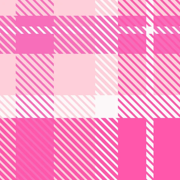 Girly roze naadloze ruitvector patroon. Gingham heldere kleur checker achtergrond. Overal geweven tweed print. — Stockvector