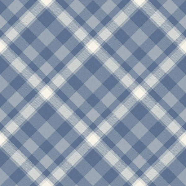 Farmhouse blue plaid seamless pattern. Vintage style twill all over print for tweed wallpaper design. — Stock Photo, Image