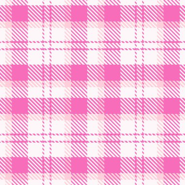 Pembe, pürüzsüz ekose vektör deseni. Gingham parlak renk kontrolörü geçmişi. Her tarafı kumaşla örülmüş.. 