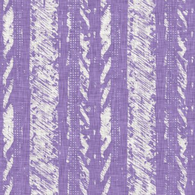 Lavanta çiftliği kırık şerit deseni. Çizgili ülke çizgileri parmak izlerinin üzerine örülmüş. Mor rustik baskılı kumaş efekti. Provence stili, pejmürde ev dekoru kumaşı..