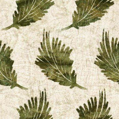Kum dokusunda çöl bitkisi, dikişsiz raster deseni. Dökülebilir bohem resim arkaplanı için organik sulu yeşillik. 