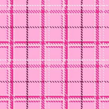 Pembe, pürüzsüz ekose vektör deseni. Gingham parlak renk kontrolörü geçmişi. Her tarafı kumaşla örülmüş.. 