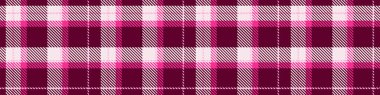 Pembe, pürüzsüz ekose vektör kenarı. Gingham parlak renk denetleyici pankartı. Yünlü kumaş kenarı.. 