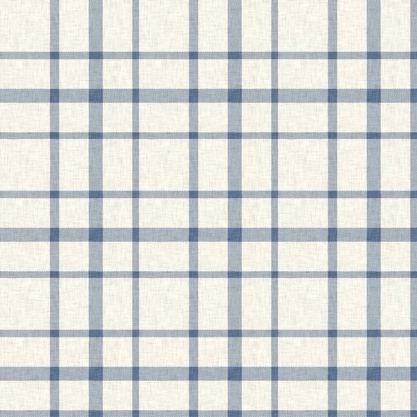 Casa de fazenda francesa tecido azul xadrez verificar padrão de linho sem costura. Rústico tonal país cozinha gingham tecido efeito. Tartan cottage 2 tom cinza fundo material textura. — Fotografia de Stock