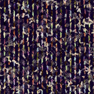 Egzotik renkli boho çizgili çizgi izi. Kusursuz sonbahar karanlık zemini detaylı tekrarlama kalıbı. Zarif doğrusal suluboya aralıklı boyalı. Yumuşak döşeme kumaşı veya kış modası tekstili.