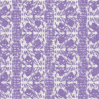 Lavanta çiftliği kırık şerit deseni. Çizgili ülke çizgileri parmak izlerinin üzerine örülmüş. Mor rustik baskılı kumaş efekti. Provence stili, pejmürde ev dekoru kumaşı..