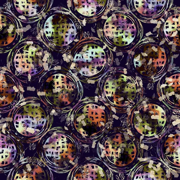 Estampado de dispersión de camuflaje geométrico boho exótico multicolor. Inconsútil otoñal oscuro terreno patrón de repetición detallada. — Foto de Stock