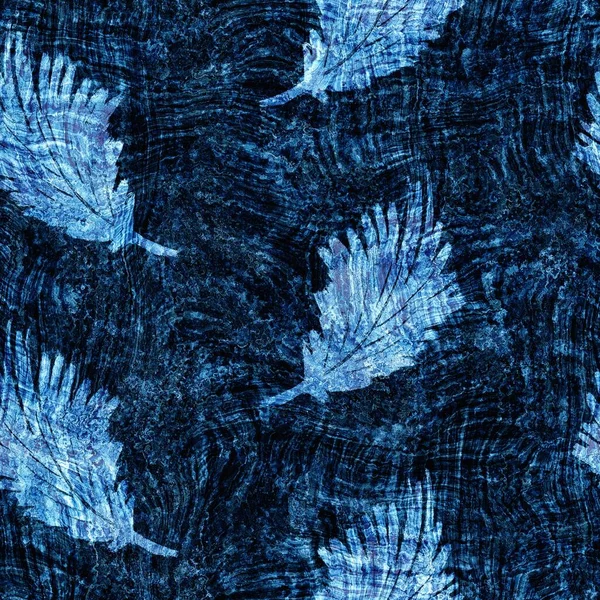 Sömlös indigo block tryck textur på marinblå vävd effekt bakgrund. Japansk stil tvättade denim batik motstå mönster. Slitstark maskulin tygtryck. — Stockfoto