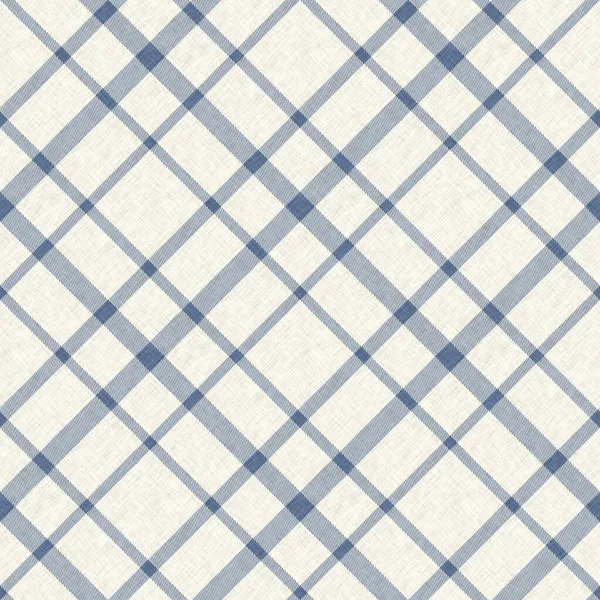 Farmhouse blue plaid seamless pattern. Vintage style twill all over print for tweed wallpaper design. — Stock Photo, Image